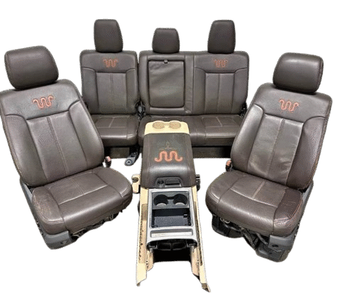 Brown Leather King Ranch Front and Rear Seats with Center Console for 1999-2016 Ford F250 F350