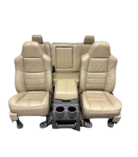 Tan Leather Lariat Front and Rear Seats with Console for 1999-2010 Ford F250 F350 F450